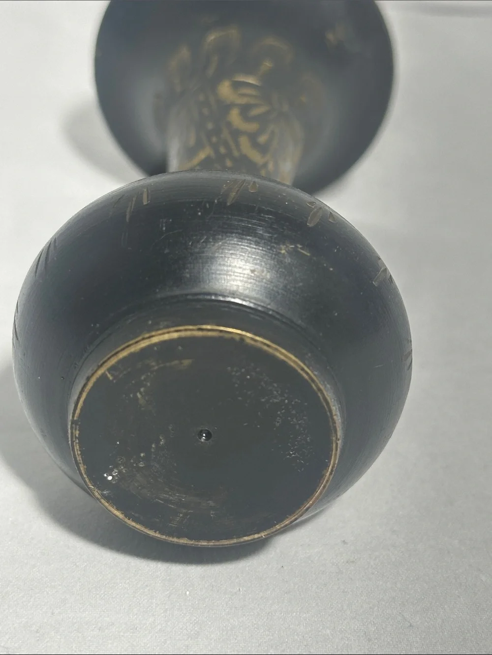 Black and Gold Floral Accent Vase